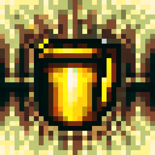 Coffee cup, pixelated, game icon, close-up, sRGB, skill art, 32x32, detailed shading, vibrant colors