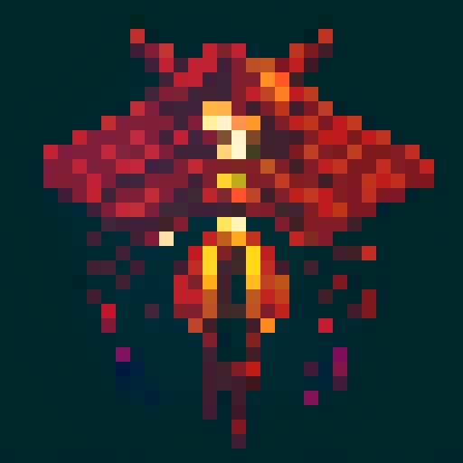 demon hunter anime style character, pixel art, game asset, 32x32 pixel art grid size, full body