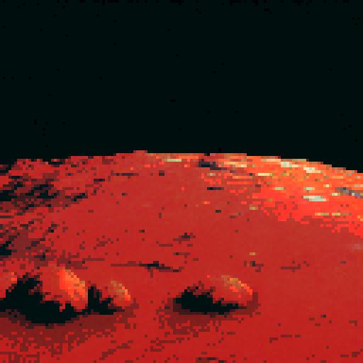 Pixel art of a Martian surface, red rocky terrain with craters retro-style 16-bit, 800x600, simple design for a space survival game, no characters or objects, only landscape