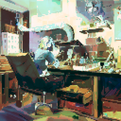 Artist at work in their bedroom