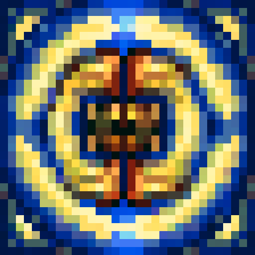 "Craft a wooden bow with intricate carvings and a smooth finish, showcasing the artisan's skill in a 32x32 pixel art close-up portrait fit for a game icon."