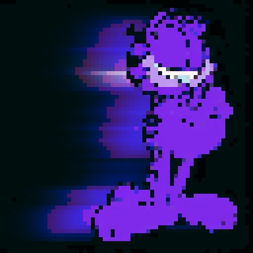 Purple cat standing