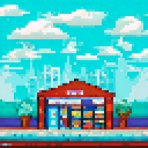 Bookstore, cozy, with shelves overflowing with books, a friendly, bespectacled shop owner, surrounded by vibrant, pixelated book covers, creating a charming, sRGB, 2d pixel art scene