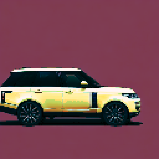 Photorealistic, centered Land Rover Range Rover in a three quarter view, right wheel in front, clean background, pixel art style with sRGB colors