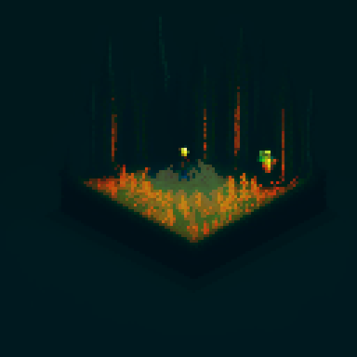 Lone wizard treks through eerie forest as ghosts and creepy entities lurk, all depicted in pixel art style with vibrant sRGB colors.