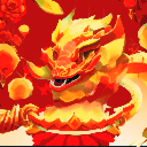 Red and gold dragon, Year of the Dragon, Chinese New Year, close up, China-style, close up, portrait
