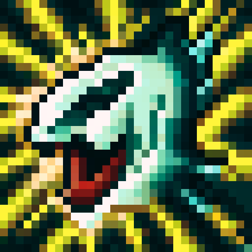 great white shark, 32x32 pixel art, sRGB,  razor-sharp teeth