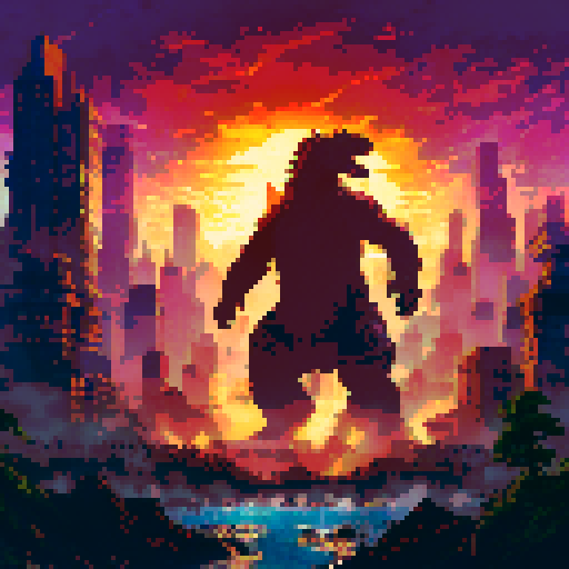 Godzilla in a city 