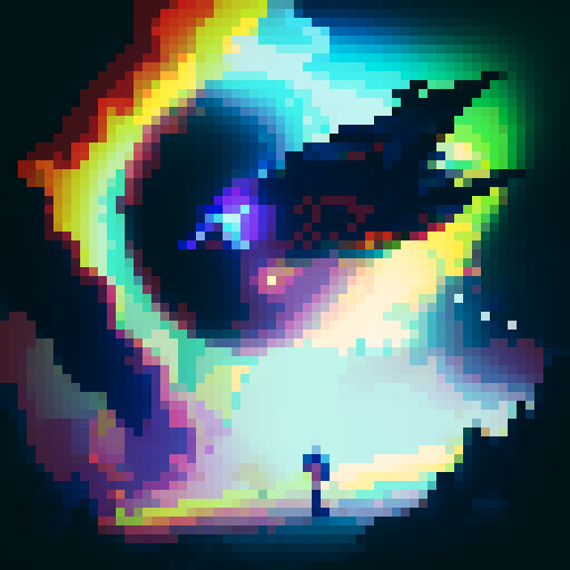 mystery box with vibrant colors, glowing from within, pixelated and vibrant hues, reminiscent of retro video games, sRGB color profile
