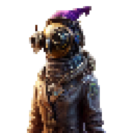 Steampunk owl character from Bioshock Infinite universe, adorned with aetherpunk gadgets and goggles, perched atop a rusty cog in a fantastical RPG world.