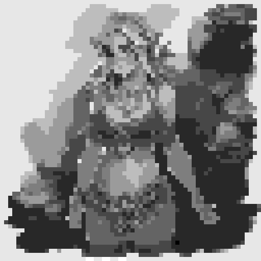 busty succubus, skin tight lace, deep v-neck crop top, intricate druidic staff, pixel art, sRGB