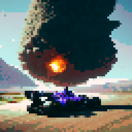 a formula 1 car skidding off the track on gravel, showing gravel coming out of the wheels showing heavy braking