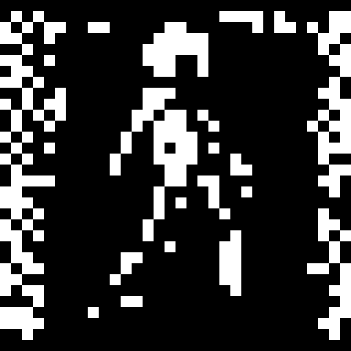 stick figure twerking, black and white, retro video game style, 8-bit graphics, high contrast, no background