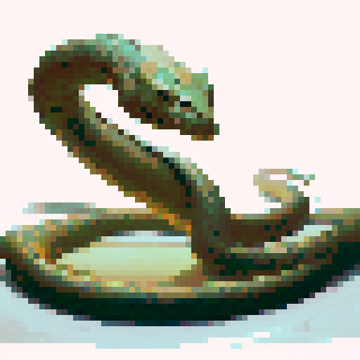 Vicious looking spined snake coiled and ready to attack