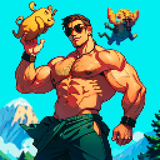 Strong, Big, Buff, Man in underwear doing a silly pose with sunglasses