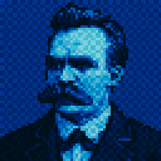 A blue colored nietzsche portrait