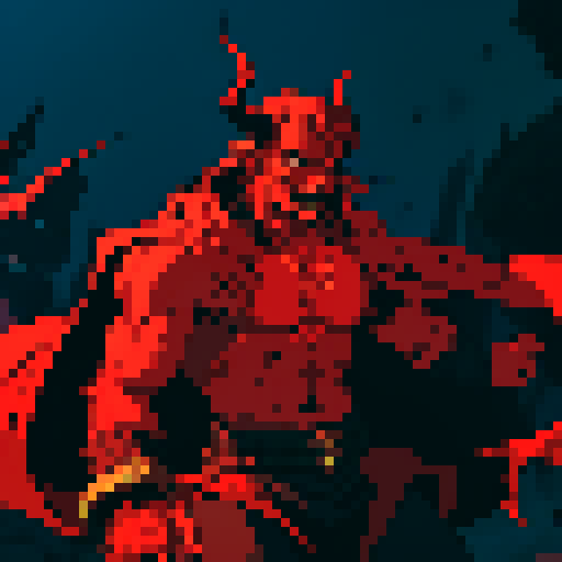 DEMON LORD OF HELL, WITH HORNS AND RED SKIN