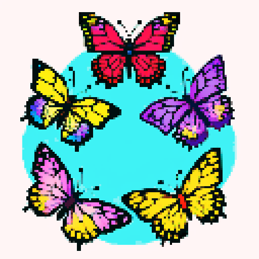 colorful butterflies with flowers and transparent background