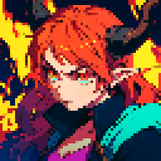 top down dragon head sprite, vibrant colors, glowing eyes, horns, 8-bit art style, sRGB