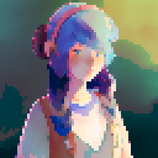 flat illustration of a girl with many cats, cartoon style, close-up