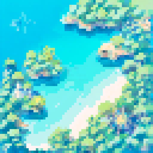 Palm trees sway over the white sandy shore as colorful huts rest on stilts above the crystal clear turquoise waves in a tropical island paradise.