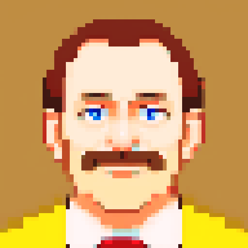 portrait, sprite art, middle aged man, average, folksy