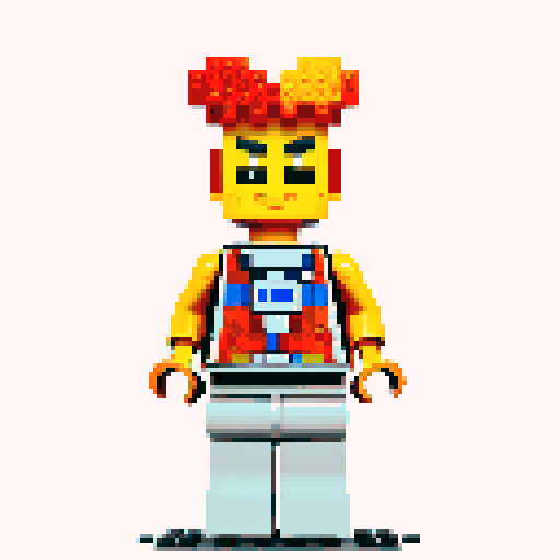 lego pixel, vibrant colors, blocky shapes, small plastic bricks, isometric perspective, retro video game, low resolution, 8-bit graphics, sharp edges, square grid, limited color palette, nostalgic feel, brick-built characters, iconic lego logo, digital recreation, detailed textures, crisp lines, simplified forms, nostalgic gaming vibes