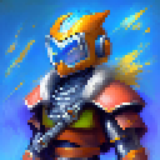 Warrior in the style of megaman