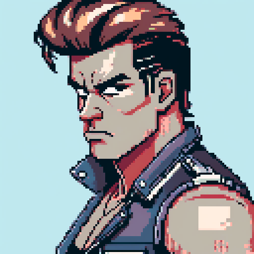 tough looking semi-muscular adult leather greaser, biker man, with black pompadour.  greaser portrait, power pose