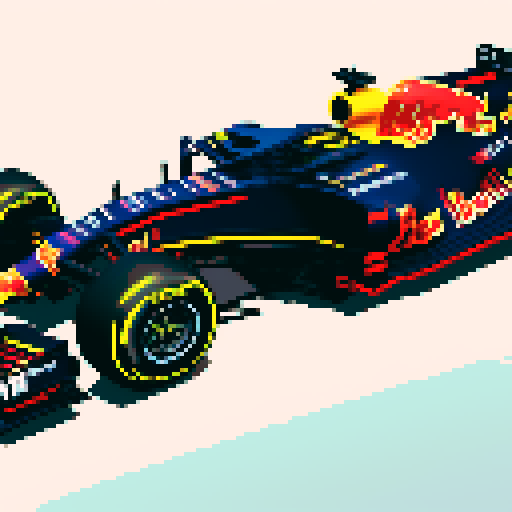 Red bull formula 1 car, pixelated, sRGB
