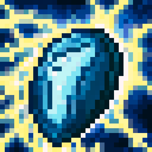 Frostbolt, a dazzling blue bolt of ice, crackling with energy, frozen in time as a 32x32 pixel game icon, rendered with skillful pixel art in sRGB colors, captured in a close-up portrait.