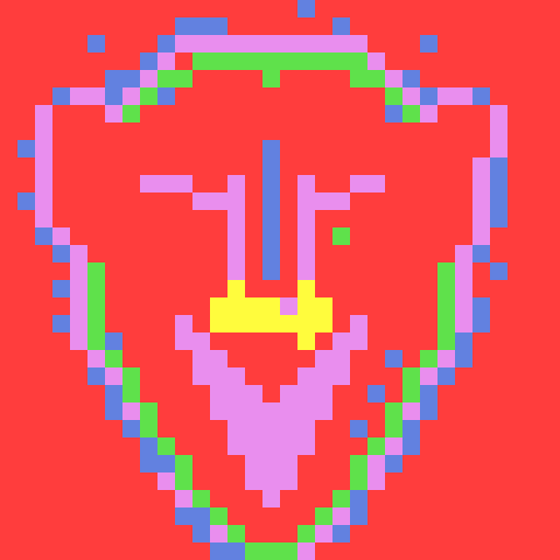 German Shepherd, game icon, 32x32 pixel art, sRGB, skill art, close up, portrait, fierce expression, alert ears, shiny black nose, intelligent eyes, textured fur, strong jawline, determined stance, vibrant colors