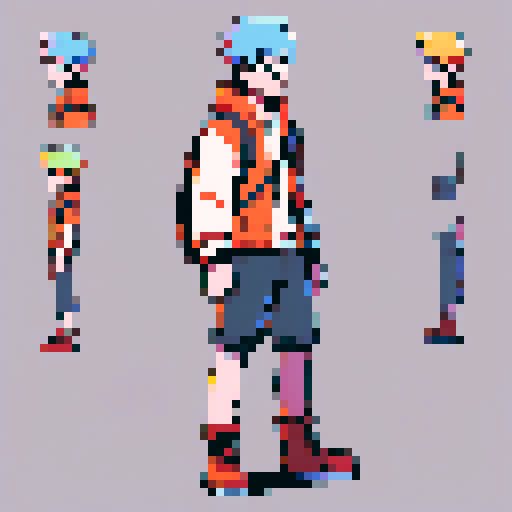 Concept drawing, male character, realistic, 16 colors, adventure, full body, game art