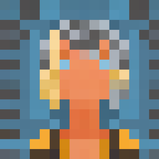 male scientist, short blonde hair, parted down the middle, round glasses, World War II era, game icon, 16x16, pixel art, close up, portrait