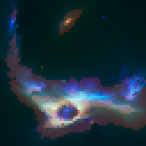 "Chromatic planet with rippling auroras, surrounded by tiny moons that spark like fireflies in the deep space abyss, rendered in a whimsical, painterly style."