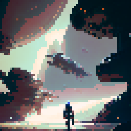 Robotic flooring with metallic screws, machinery emitting sparks, and scattered robot limbs in a fantastical RPG art style