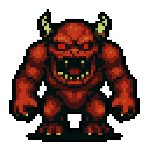 Front-facing sprite of an enemy, solid color background