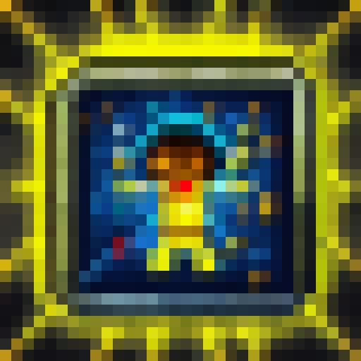 retro 1980s astronaut with a yellow suit and cameras for eyes