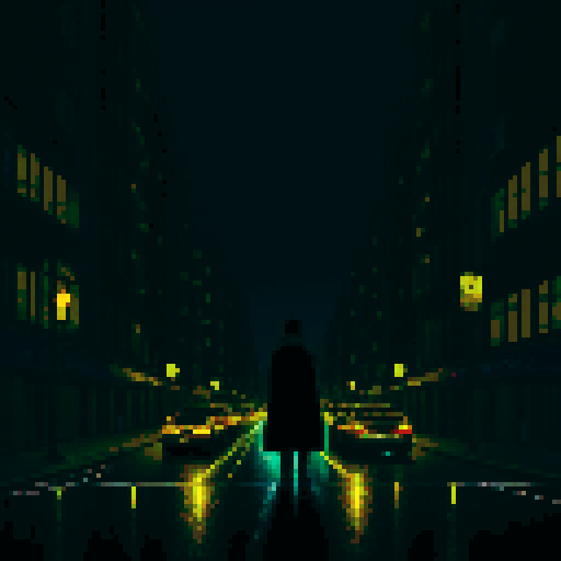 dark city, streets, traffic, apartment at night, midnight, melancholy, depressed, lonely man, sadness, dimly lit, mysterious city