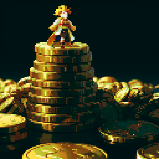 piles of gold coins, gold piled up high