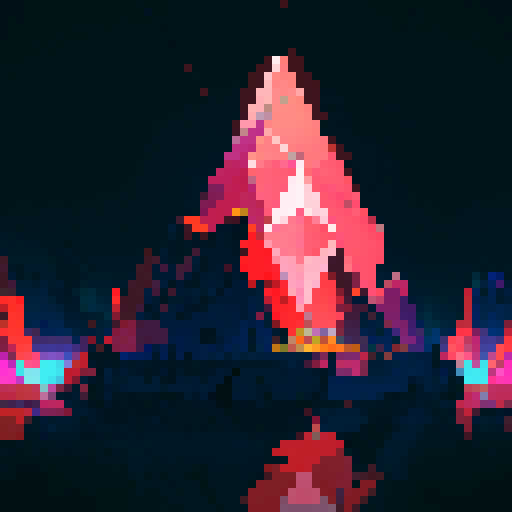 Ethereum logo, vibrant colors, geometric shapes, retro, 8-bit, blocky, low resolution, pixelated, digital, abstract, symmetrical, clean lines, sharp edges, dynamic, popping, eye-catching, neon hues