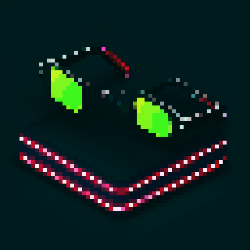 Reflective, neon, rectangular, black-framed sunglasses, frontal view