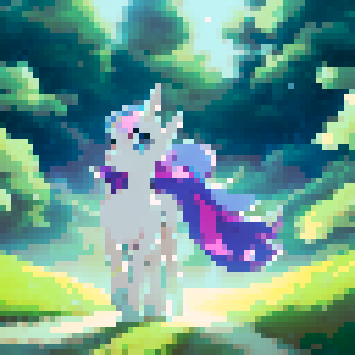 "Graceful MLP pony gallops through a serene, cherry blossom-filled meadow, her lustrous mane billowing behind her in an anime-inspired art style."