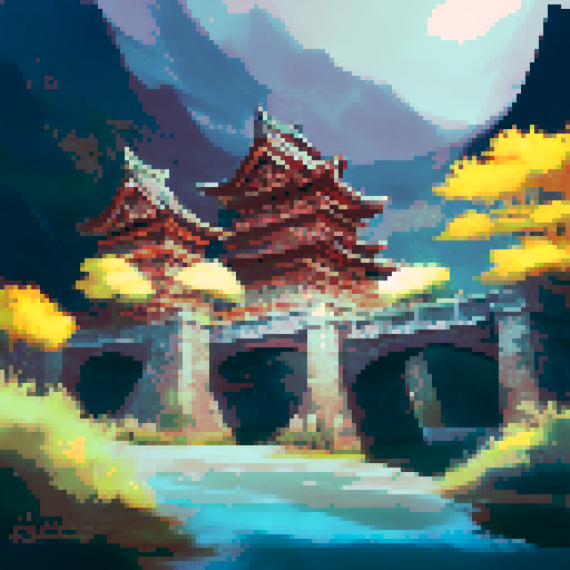 A Medieval Japanese landscape all red, banner size