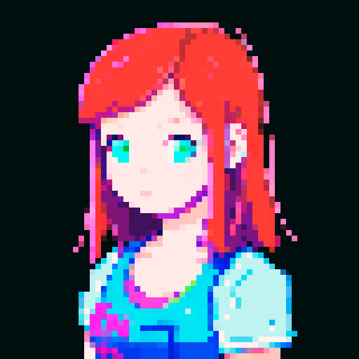 lovely young girl with vibrant pink hair, standing in a desolate, post-apocalyptic cityscape with crumbling buildings and flickering neon signs