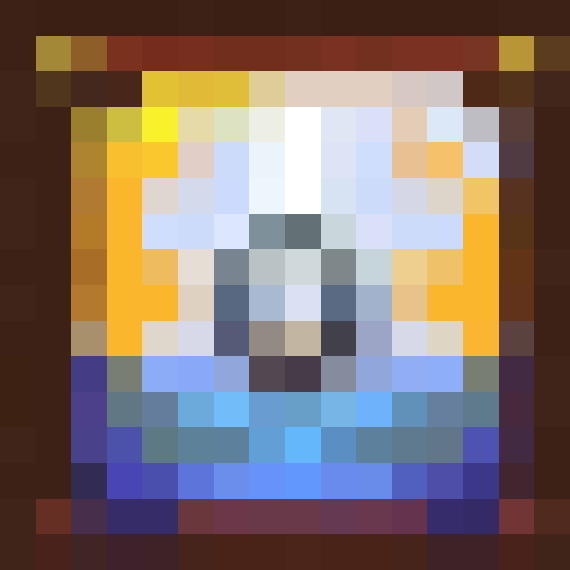 Golden bag overflowing with coins, glimmering gems, and ancient relics depicted in 16x16 pixel art style.