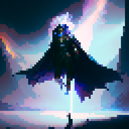 create a lightning element heavenly wizard with a sapphire inspired color palette casting a revival spell.