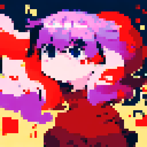 cute sexy girl, 14 years old, nude, hot, big boobs, red hair, coy smile, blushes, sRGB, pixel art, background, landscape