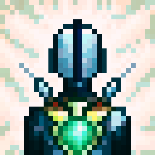 armoured knight with a futuristic pistol, game icon, 32x32 pixel art, sRGB, skill art, close up, portrait