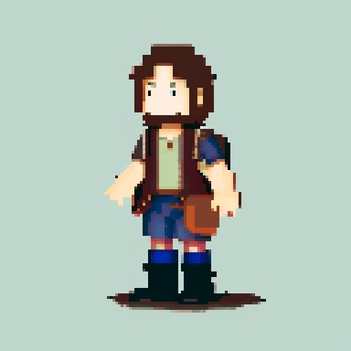 Male, brown hair, wizard, pixel art style, octopath traveller 2, 